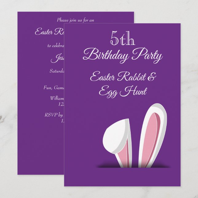 Invitation Chasse de Pâques 5e anniversaire (Devant / Derrière)