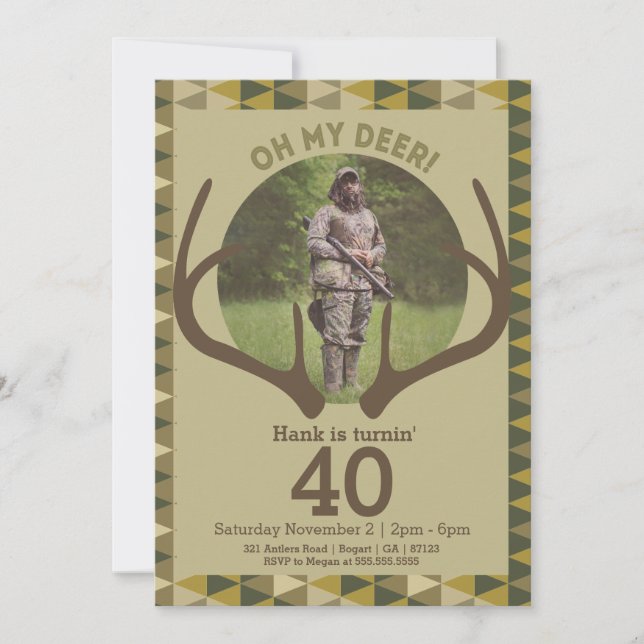Invitation Chasse Hommes Camo Deer Antlers (Devant)