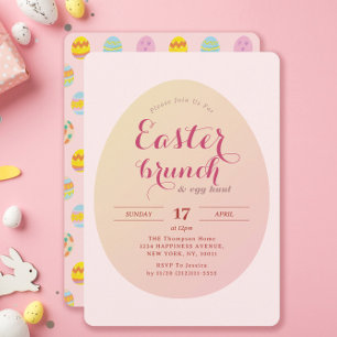 Invitation Chasse simple aux oeufs de Brunch de Pâques rose d
