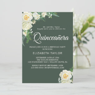 Invitation Chasseur de verdure boisée Quinceañera verte