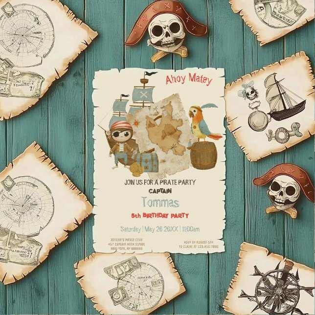 Invitation Chasseurs de trésors Pirate Anniversaire (Créateur téléchargé)
