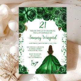 Invitation Chasseurs Green Brown Cheveux Princesse Anniversai