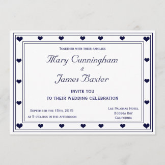 Invitation CHÂSSIS BLEU AVEC COEURS (horizontal)