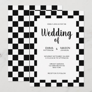 Invitation Châssis classique en carreaux noirs et blancs