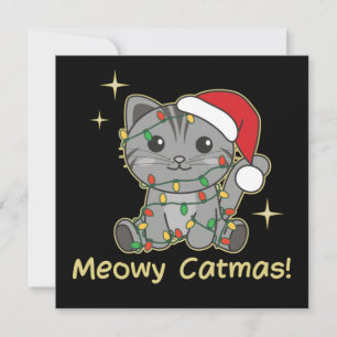Invitation Chat Animaux de Noël Cute Chats Meowy Catmas