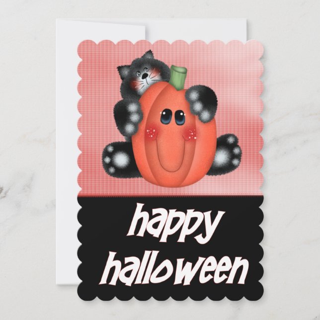 Invitation Chat avec l'Invitation de la fête d'Halloween du C (Devant)