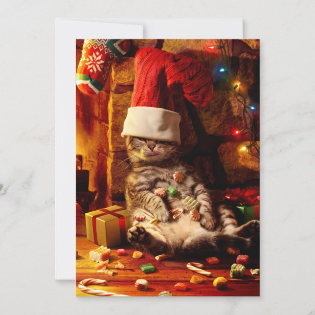 Invitation Chat avec un bas sur la tête (Devant)