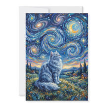Chat blanc mystique et ciel cosmique | Fantaisie