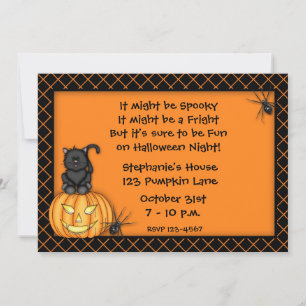 Invitation Chat Citrouille d'Halloween