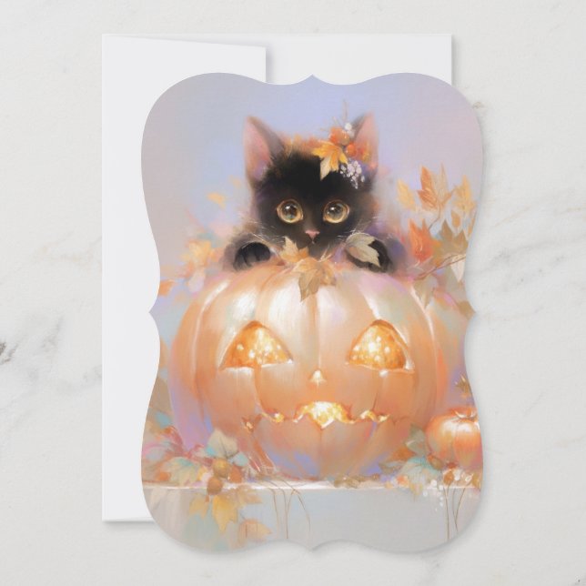 Invitation Chat Dans Le Baby shower D'Halloween Jackolantern (Dos)
