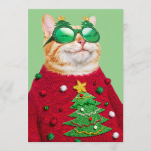Invitation Chat dans un hideux pull de Noël