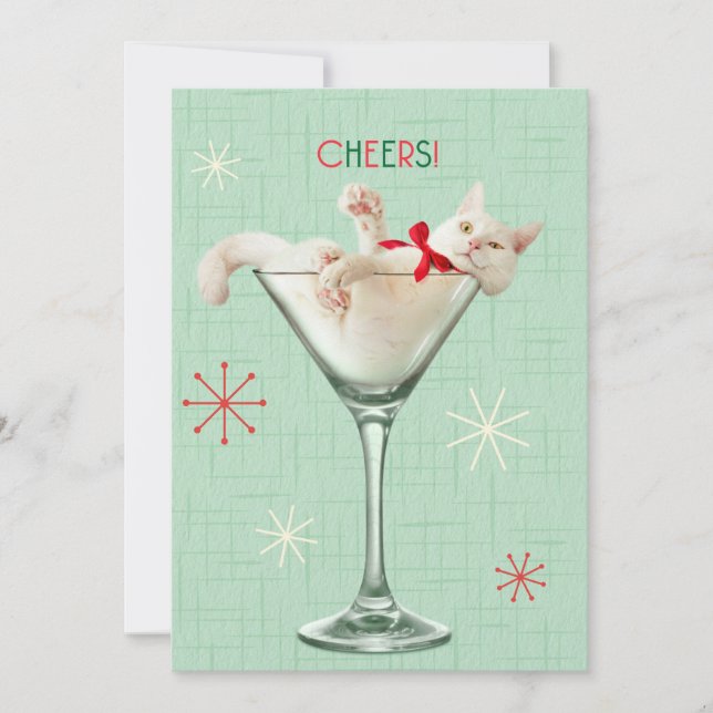 Invitation Chat dans un verre à Martini (Devant)