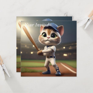 Invitation Chat de baseball 3D amusant,