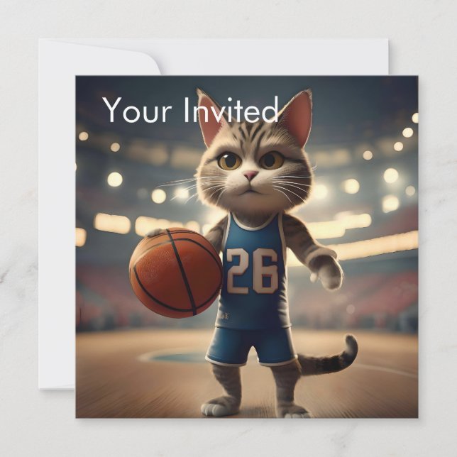 Invitation Chat de basket-ball, (Devant)