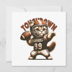 Invitation Chat de football américain - Touchdown Purrfection