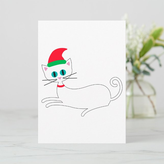 Invitation Chat de Noël portant un chapeau de Père Noël (Créateur téléchargé)