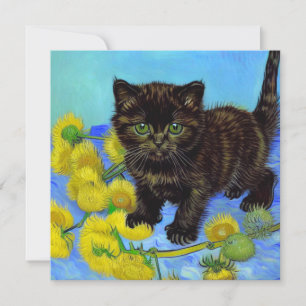 Invitation Chat de style Van Gogh avec tournesols