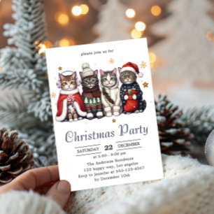 Invitation  Chat de vacances festif   Fête de Noël de chats m