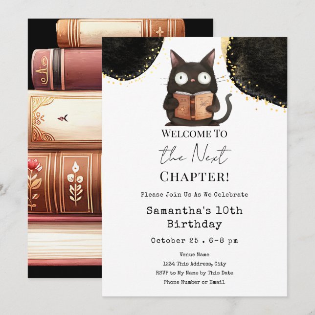 Invitation Chat d'Halloween Chapitre suivant 10e anniversaire (Devant / Derrière)