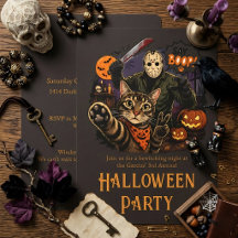 Chat drôle & Jason Voorhees disent Boop! Halloween