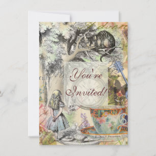 Invitation Chat du Cheshire Alice au Pays des Merveilles Clas