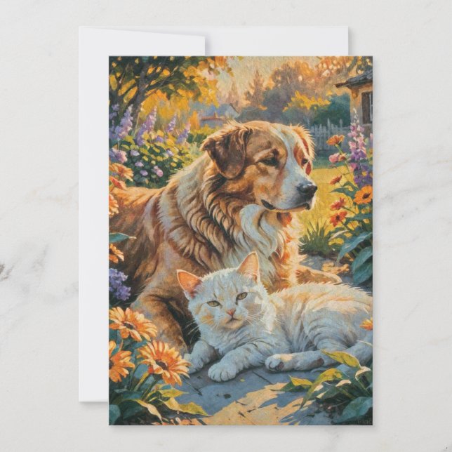 Invitation Chat et chien (Devant)