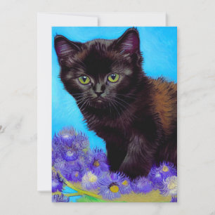 Invitation Chat et fleurs de Van Gogh