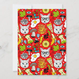 Invitation Chat et oeuf sur le rouge