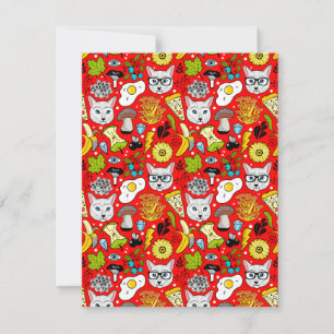 Invitation Chat et oeuf sur le rouge