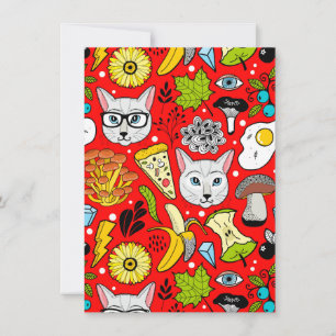 Invitation Chat et oeuf sur le rouge