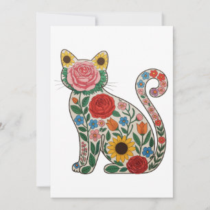 Invitation Chat Fleur Fleurs Sauvages Amoureux de Chatons