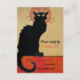 Invitation Chat français vintage Noir RSVP de conversation