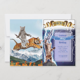 Invitation Chat guerrier chevauchant un tigre