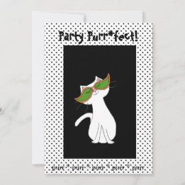 Invitation Chat Kitty Blanc noir Halloween