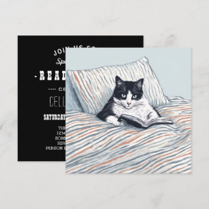 Invitation chat lisant au lit
