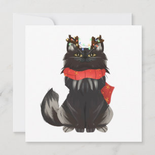Invitation Chat Maine Coon avec décorations de Noël