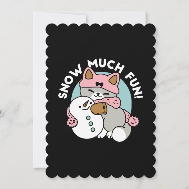 Invitation Chat mignon en équipement de neige avec oeuvre d'a (Devant)