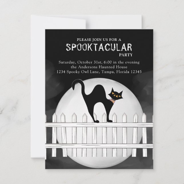 Invitation Chat noir Éffrayant Halloween Spooktacular (Devant)