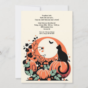 Invitation Chat noir en Citrouille Patch Halloween