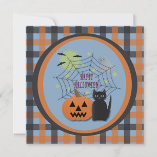 Invitation Chat noir et Citrouille pas effrayant Halloween
