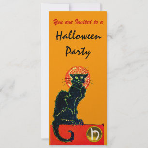 Invitation CHAT NOIR HALLOWEEN PARTI MONOGRAM or