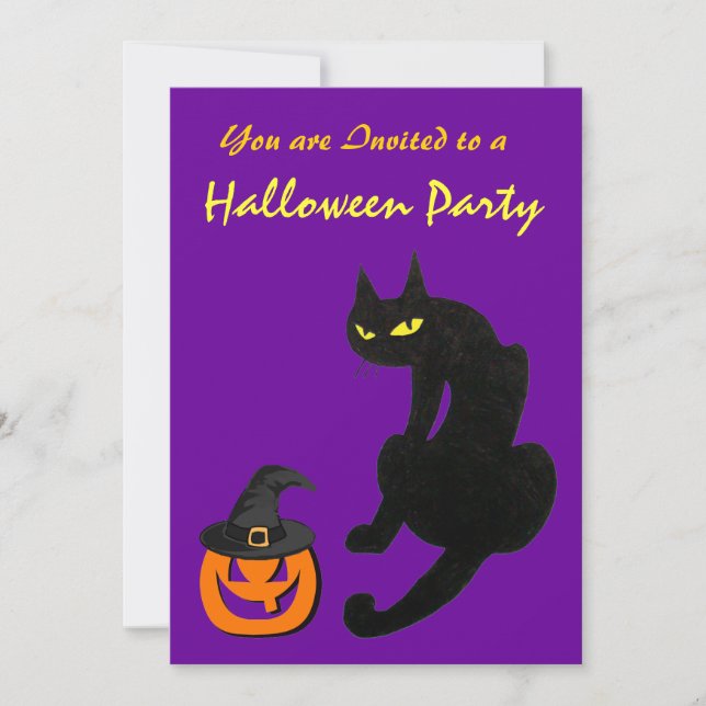 INVITATION CHAT NOIR HALLOWEEN PARTY (Devant)