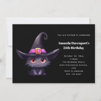 Chat noir mignon portant une sorcière Casquette An
