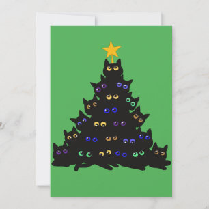 Invitation Chat Noir Tangé Dans Les Lumières Des Arbres De No