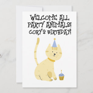 INVITATION CHAT PARTY ANIMALS ANNIVERSAIRE ENTREPRISES ENFANT