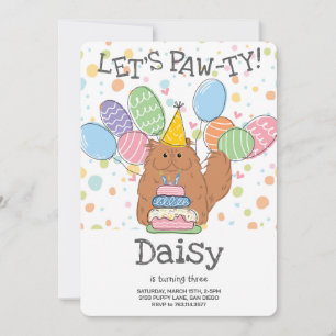 Invitation Chat Perse Rouge Longhair fête d'anniversaire