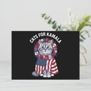 Invitation Chat Pour Kamala Fleurs de chats Drapeau américain