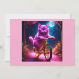 Invitation Chat Rose Sur Vélo D'Or