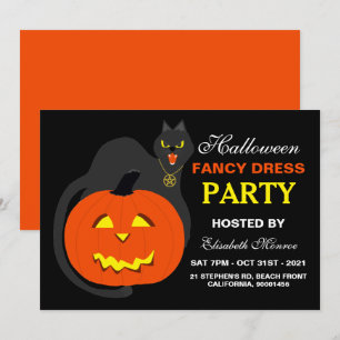 Invitation Chat sur Citrouille Halloween Fancy Dress Party