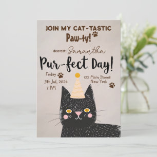 Invitation Chat-Tastic Paw-ty ! Anniversaire de Pur - Chat no